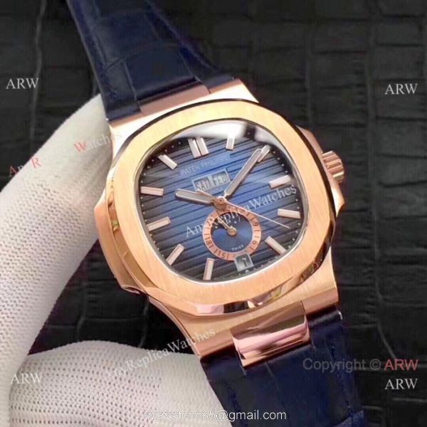 Fake Patek Philippe Nautilus Annual Calendar Rose Gold Watches 6