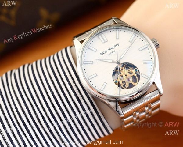 Patek Philippe Calatrava Copy Watches Two Tone Rose Gold Black Face 6