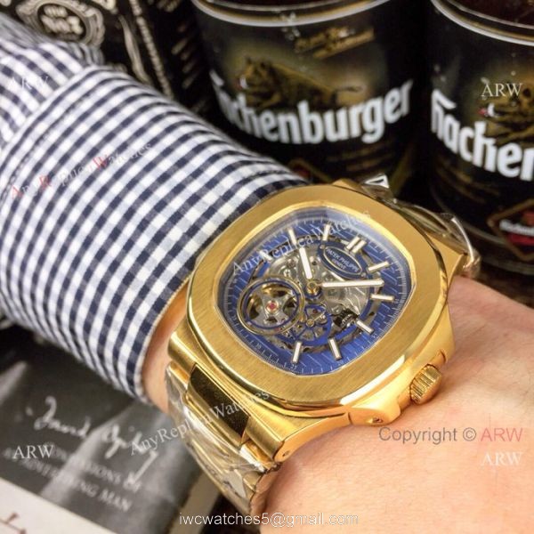 Clone Patek Philippe Skeleton Watches Two Tone Rose Gold 40mm 6