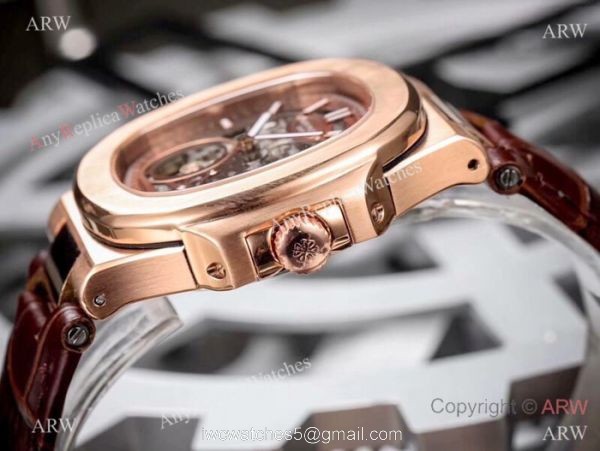 Patek Philippe Nautilus Skeleton Replica watches SS Blue Dial 6