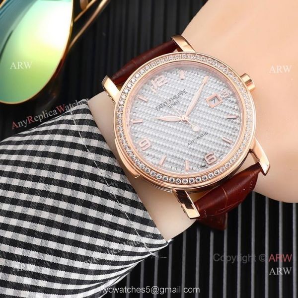 New Style Patek Philippe Calatrava Gray Dial Rose Gold Watches 6