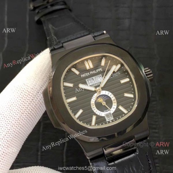 High Qaulity Replica Patek Philippe Nautilus Annual Calendar All Black Watch 6