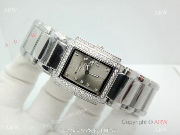 2019 Copy Patek Philippe Twenty 4 Stainless Steel Silver Dial Watches 26mm Women 6