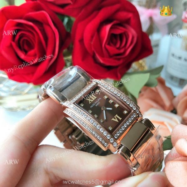 Copy Patek Philippe Twenty-4 Lady Watches Rose Gold Brown Dial -Swiss Quality 6