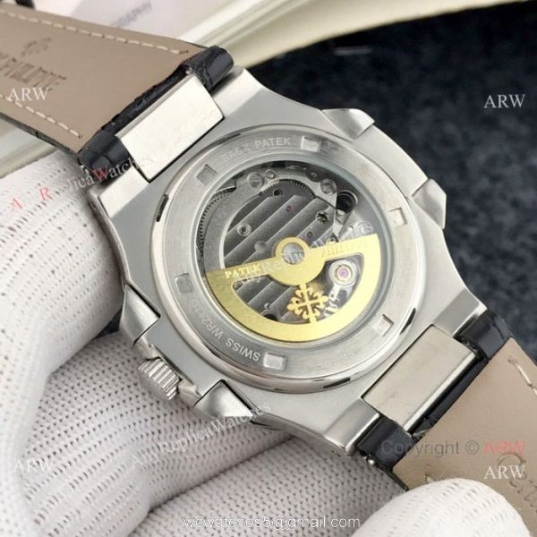 Patek Philippe Tourbillon Black Copy Watch Black Leather Strap 6