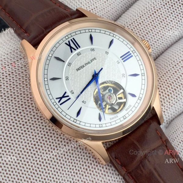 Copy Patek Philippe Tourbillon Men Watch Black Case Red Hand 6