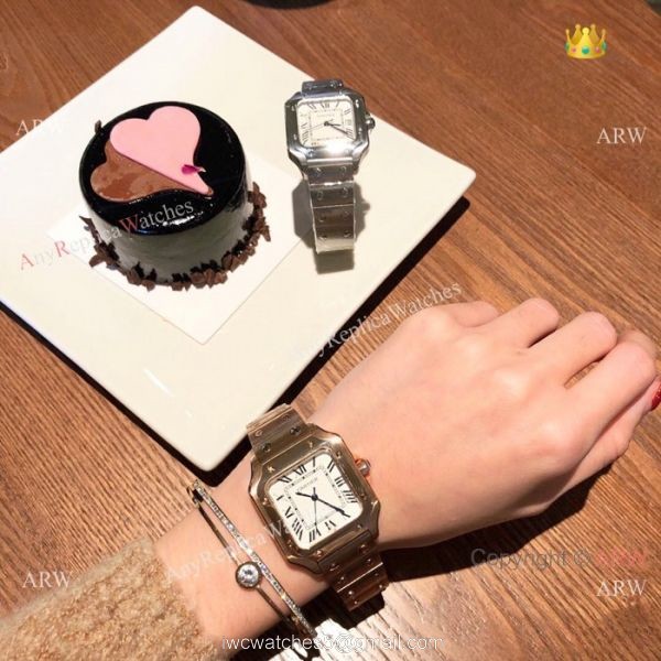New Cartier Santos Rose Gold Quartz Watch Best Replica 6