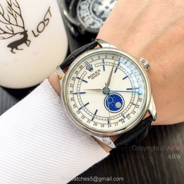 Rolex Geneve Cellini Moonphase SS Black Dial / New Baselworld Rolex Cellini Moonphase Replica Watch 6