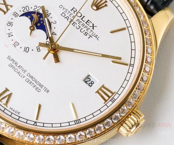 New Copy Rolex Datejust Moonphase Gold Watch Swiss 8217 Movement 6
