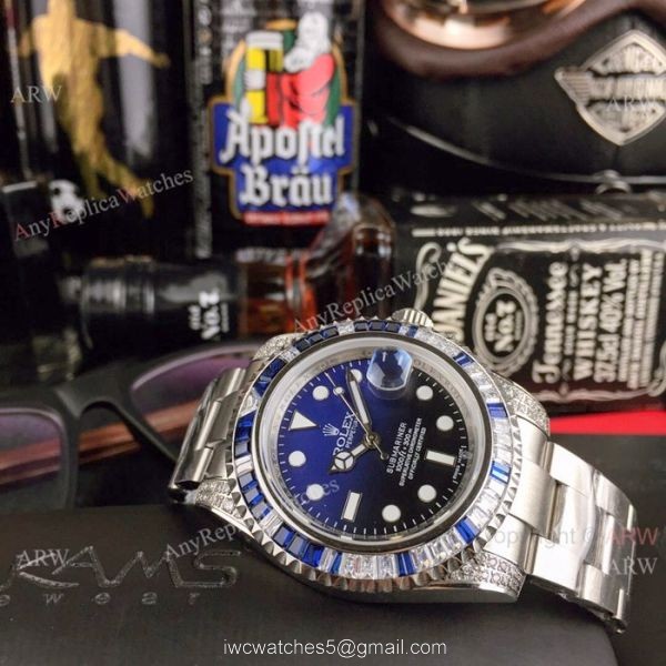 Submariner Rolex Rainbow Replica Watch Stainless Steel D-Blue Dial Asia 8215 Movement 6