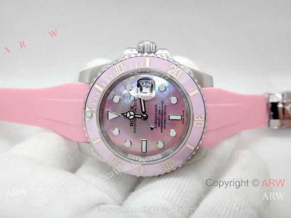 High Quality Pink Rolex Submariner Replica Watch 40mm Pink MOP dial 6