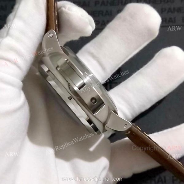 Copy Panerai Luminor FLYBACK SS Brown Leather Band Watch PAM524 6