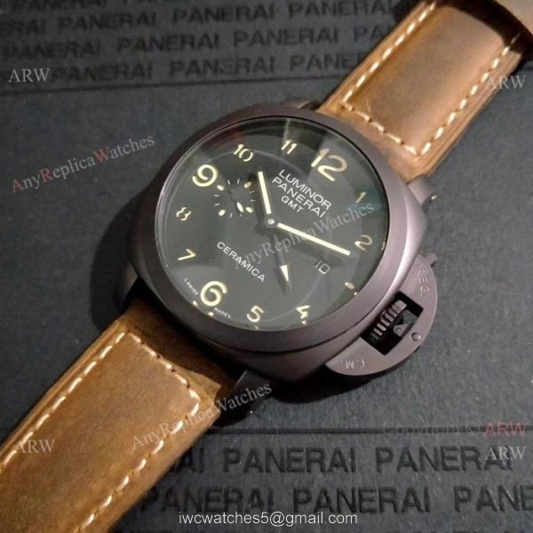 Fake Luminor Panerai GMT Ceramica Black Steel watch PAM0441 6