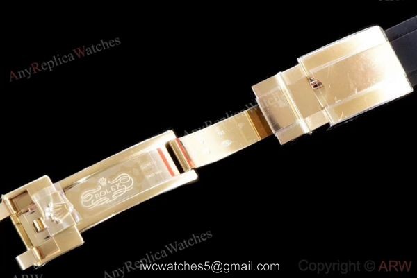 Rolex Daytona Swiss 4130 V2 Yellow Gold Black Rubber Strap Watch AR Replica Watches 6