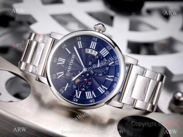 Copy Cartier Rotonde De Stainless Steel White Dial 42mm Watch 6