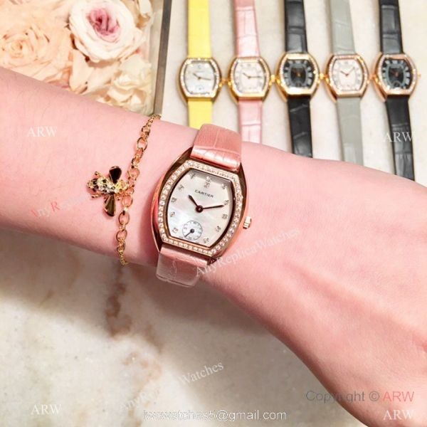 New Style Cartier Ladies Watch Gold Case White MOP Dial 6