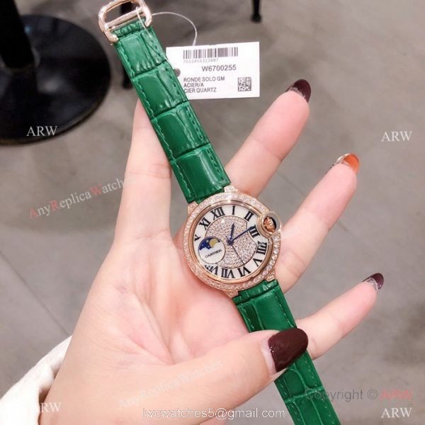 Fake Cartier Ballon Bleu Rose Gold Diamond Watches 36mm Lady 6