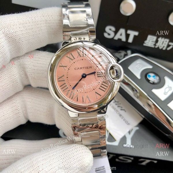 Ballon Bleu Cartier Quartz watch Copy Stainless Steel White Mop Face 33mm 6