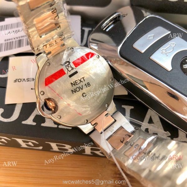 Cartier Ballon Bleu 33mm 2-Tone Rose Gold Silver Dial Womens Fake Cartier Watch 6