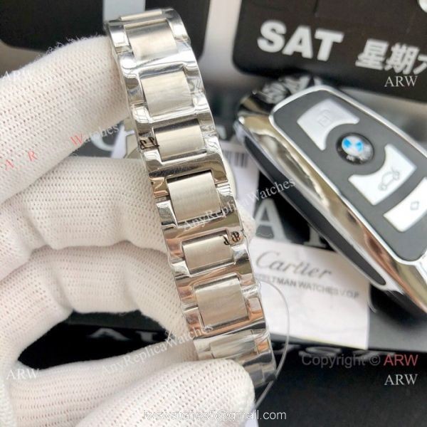 Stainless Steel Pink Dial Womens Fake Cartier Watch 33mm 6