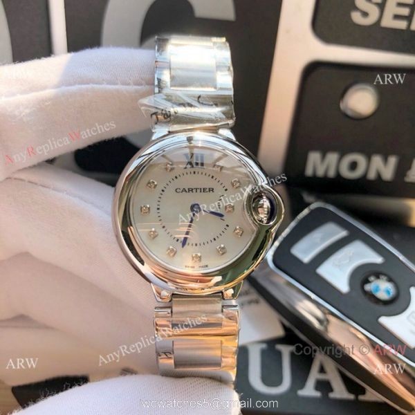 Cartier Watch Replica Ballon Bleu 28mm Stainless Steel White MOP Face 6