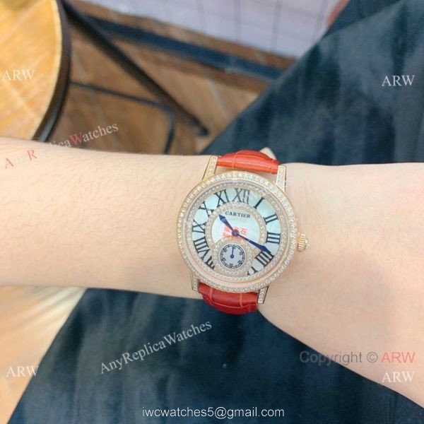 Cartier fashion watches for Women Gold Diamond Case 6