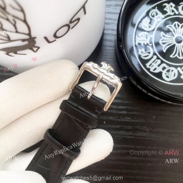 Copy Jaeger-LeCoultre Tourbillon SS Black Leather Strap Watch 6