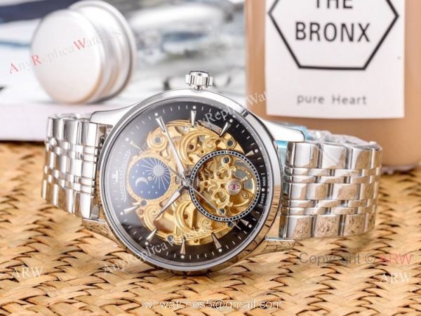 Copy Jaeger Lecoultre Skeleton Moon Phase Two Tone Rose Gold Watch 6