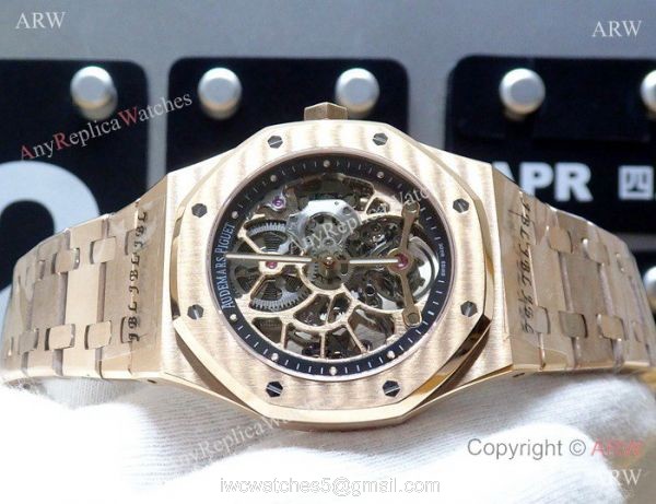 JF Fake Audemars Piguet Royal Oak Rose Gold Skeleton Watch 6