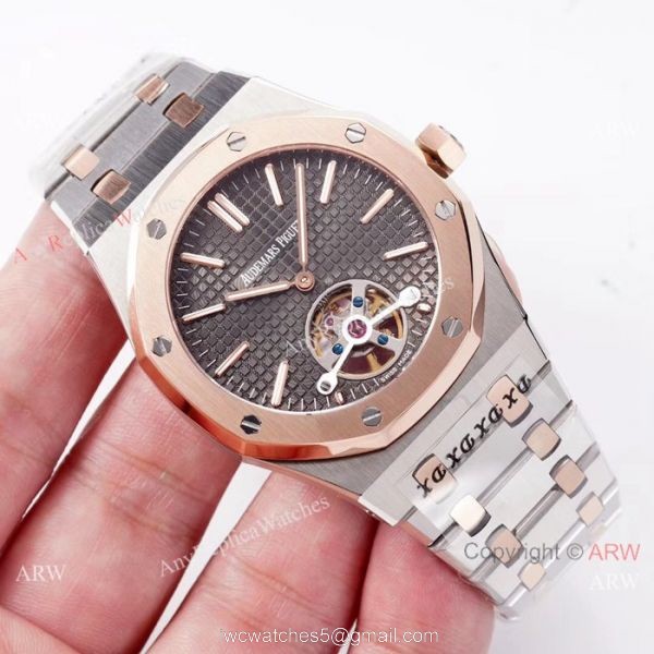 Copy Audemars Piguet Royal Oak Tourbillon Swiss 2924 Watches 2-Tone Rose Gold 6