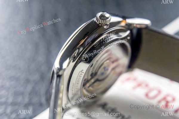 Swiss Replica Jaeger-LeCoultre Master Watch Silver Face Black Leather Strap 6
