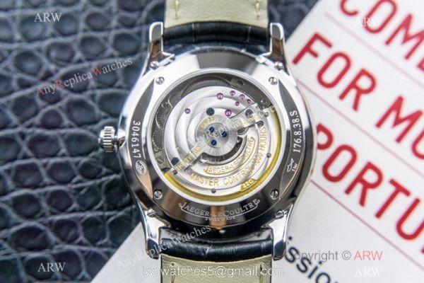 Swiss Grade Jaeger LeCoultre Master Ultra Thin Moon SS Black Face Watch 39mm 6