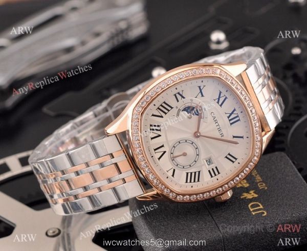 New Copy Cartier Drive de Moonphase Watch White Dial Black Leather Band 6