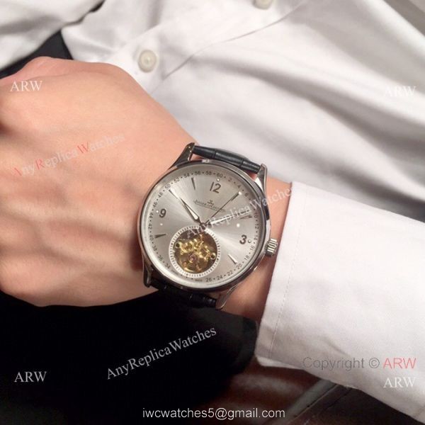 Jaeger-LeCoultre Tourbillon Silver Dial Black Leather Strap 42mm Watch 6