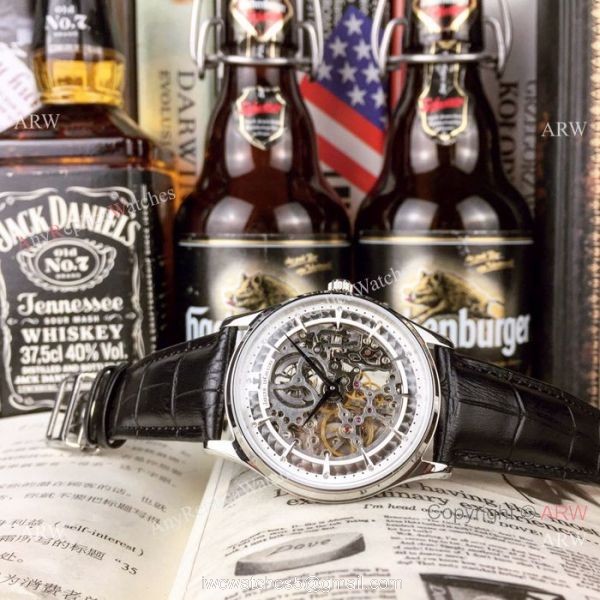 High Quality Copy Jaeger LeCoultre Stainless Steel Skeleton Dial Watches 6