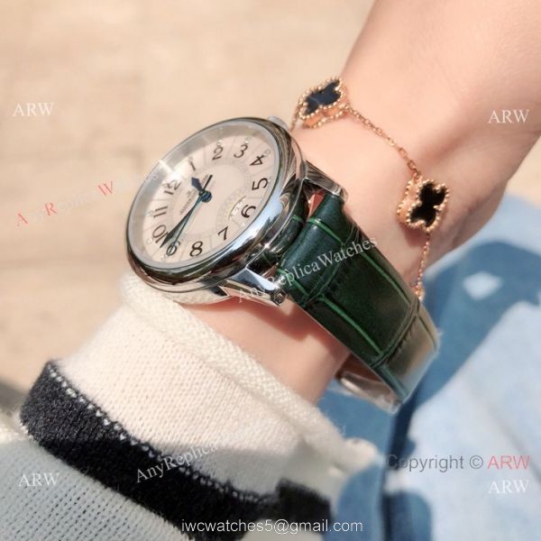 Copy Jaeger-LeCoultre Rendez Vous 33 Watch Green leather Strap 6