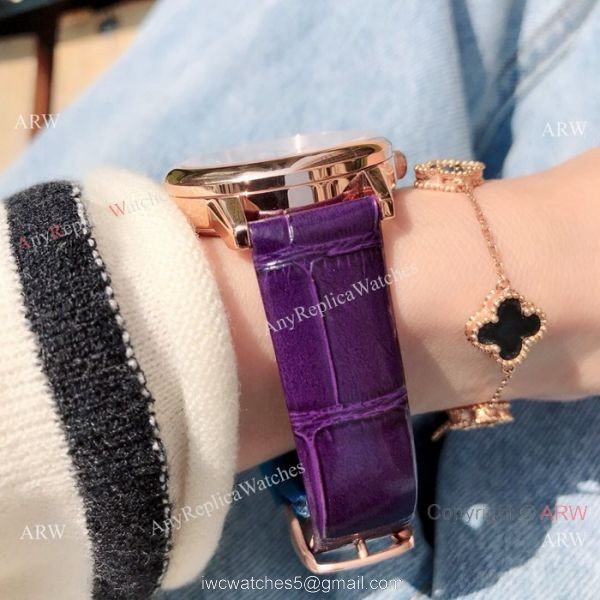 New Copy Jaeger-LeCoultre Rendez Vous 33mm Watch Rose Gold Purple Band 6
