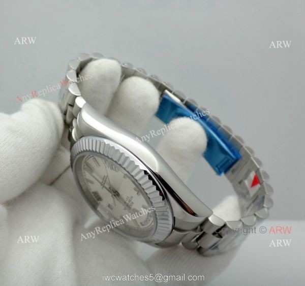 New Rolex Day Date President Replica Stainless Steel White Dial Watch 40mm 6