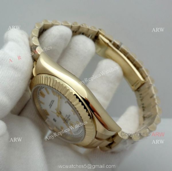Rolex Day-Date White Dial Yellow Gold Watch 40mm Rolex Presidential Replica Watch 6