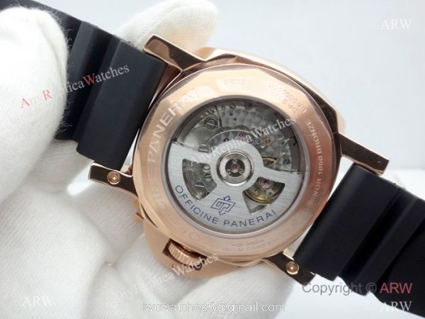 Panerai Submersible Rubber Strap PAM684 Copy Watch Rose Gold Black Bezel 6
