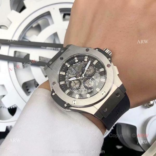 Fake Hublot Big Bang Chronograph Men Watch SS Black Rubber Band 6
