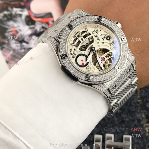 New replica Hublot Classic Fusion Rose Gold Diamond Watch Black Face 6
