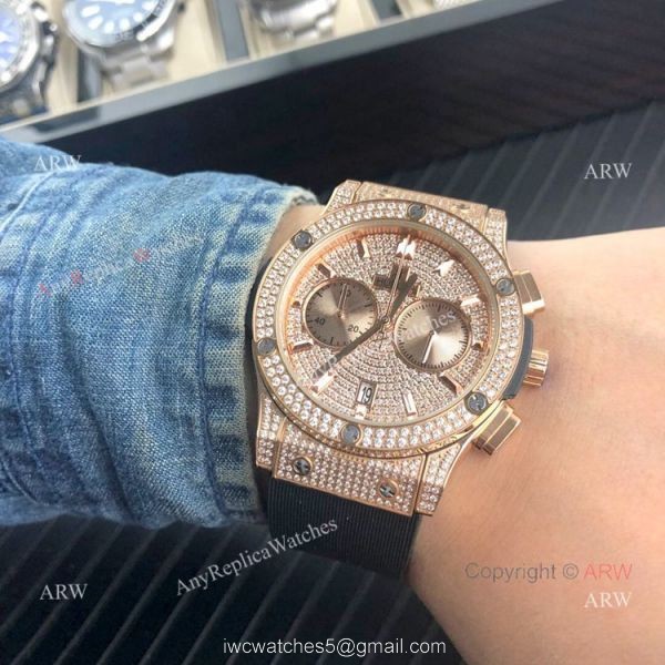Classic Fusion Hublot Knock off Watch Rose Gold Iced Out watch 6