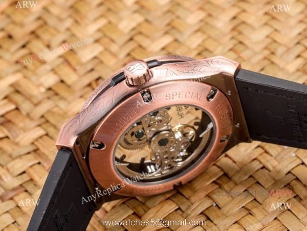 Copy Hublot Classic Fusion Tattoo Wristwatch Black Gummy Strap 6