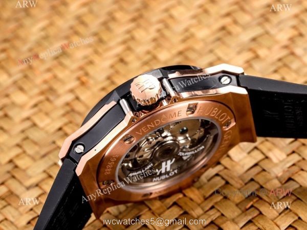 Fake Hublot Classic Fusion Rose Gold Skeleton Wristwatch 45mm 6