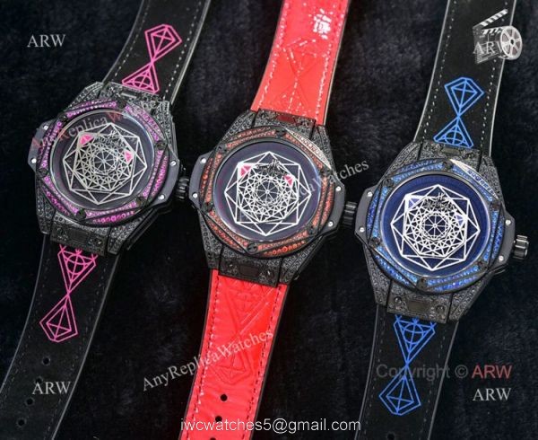 Hublot Big Bang Sang Bleu All Black Red 43mm Mens Watch Replica 6