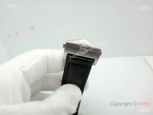 Copy Tag Heuer Carrera Chronograph Watch SS Black Leather Strap 6
