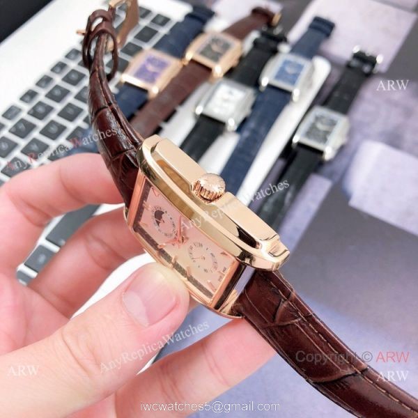 Patek Philippe Gondolo Moonphase Mens Watch SS Black Leather Strap 6