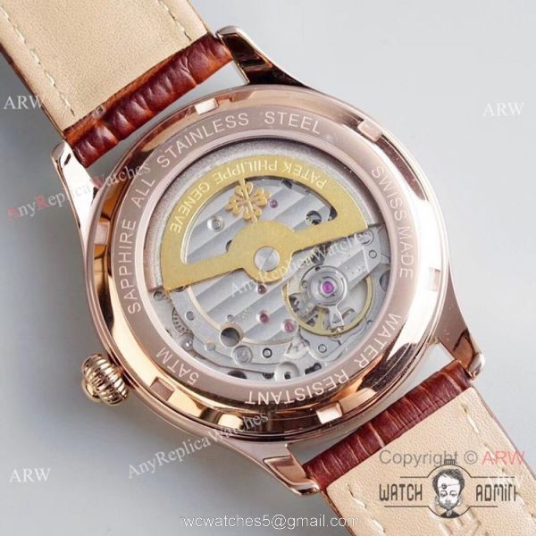 Swiss Grade 1 Patek Philippe AAA Watch Rose Gold Moonphase Men Size 6