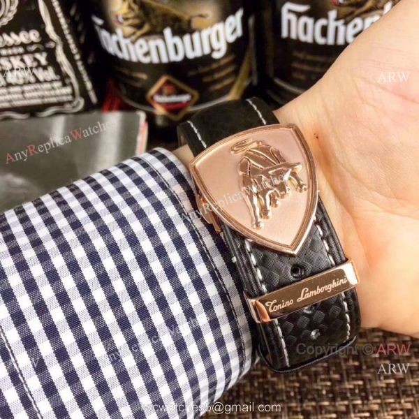 Copy Lamborghini Herrenuhr Quartz watch Rose Gold Bezel Silver Dial 6